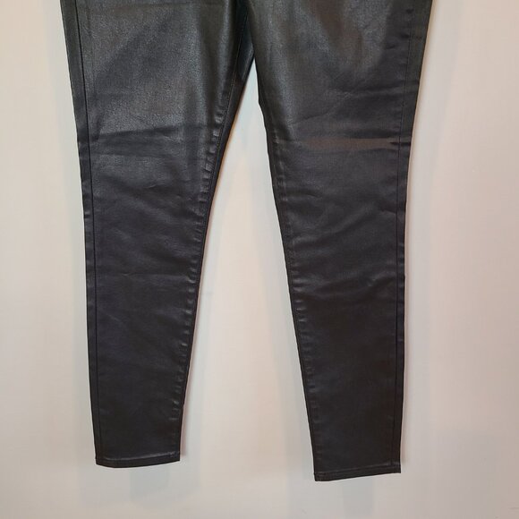 Banana Republic Jeans High Rise Skinny Womens 27 Coated Shiny Black - Picture 3 of 10